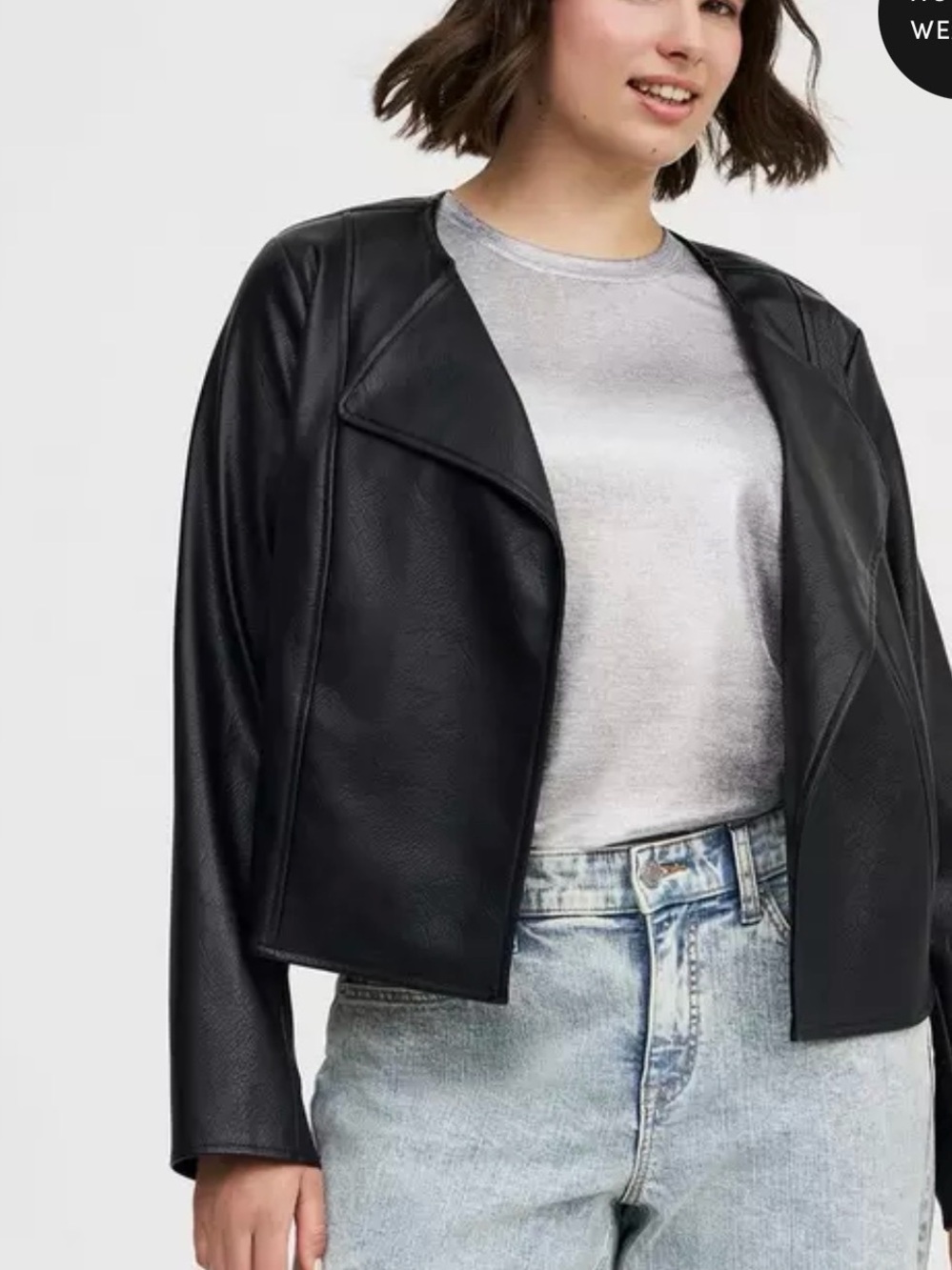 Torrid Black Women's Faux Leather Open-Front Jacket